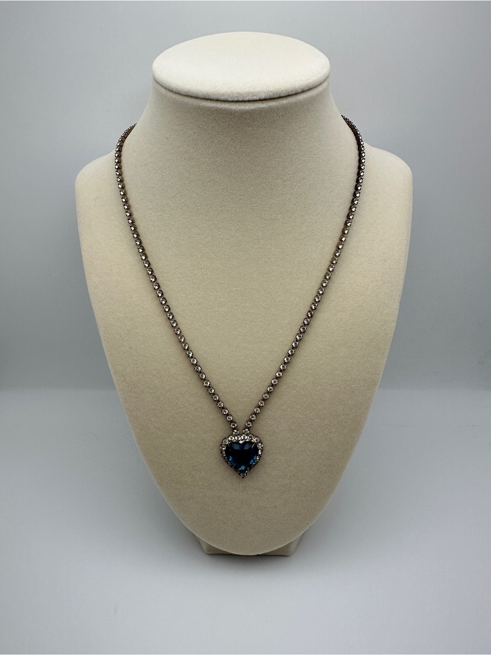 Women Jewelry Blue Heart Pendant Necklace by